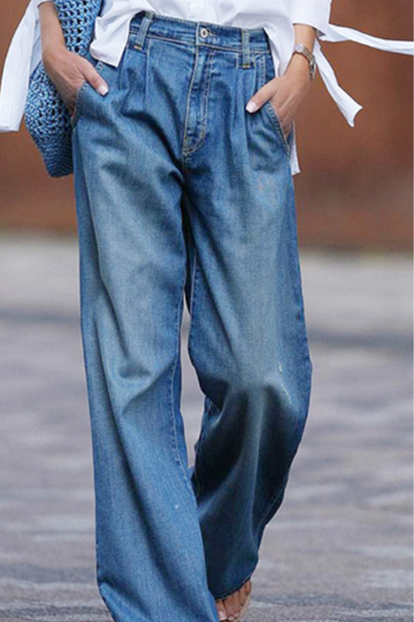 Pantalones de mezclilla vintage holgados y lavados