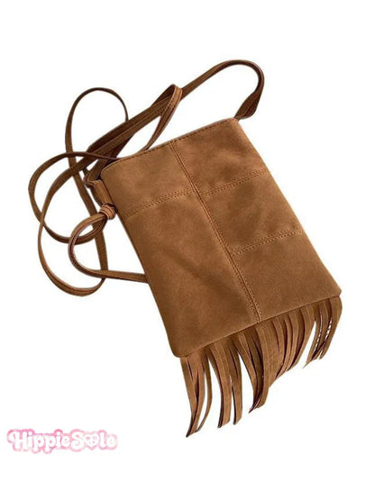 Bolso pequeño bandolera de mujer estilo étnico con borlas