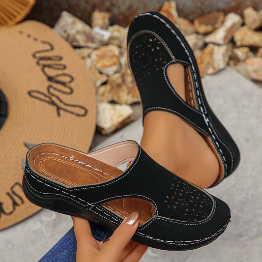 Women's Breathable Cutout Comfort Mules – Lightweight Slip-On Walking Clogs