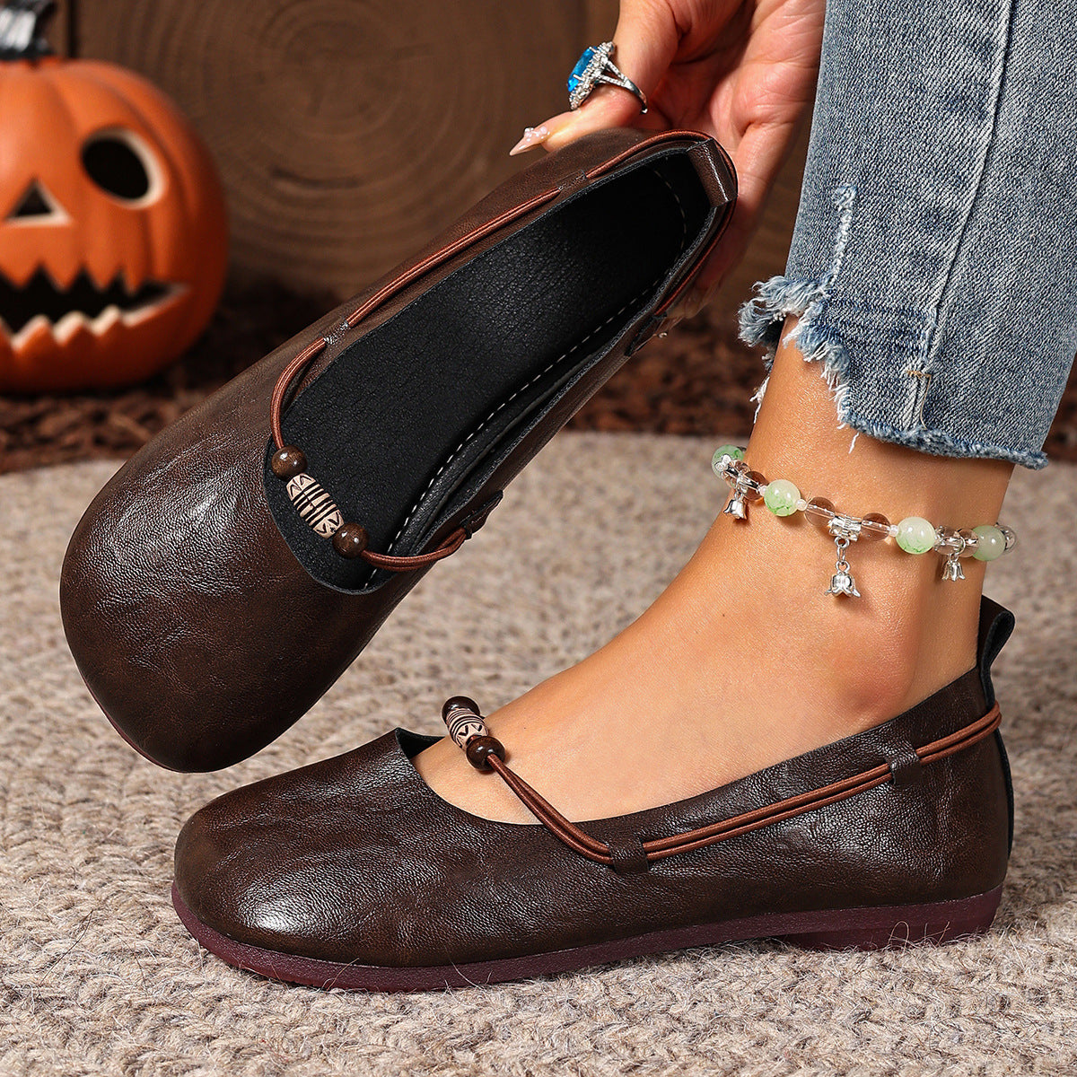 Bohemian Beaded Mary Jane Flats – Vintage Soft Sole Comfort Shoes for Women