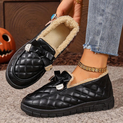 🔥Last day 49% OFF - Women's Cozy Fleece-Lined Quilted Slip-On Loafers