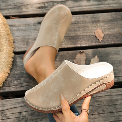 Women’s Winter Comfort Mules – Warm Plush-Lined Shoes with a Supportive Non-Slip Sole