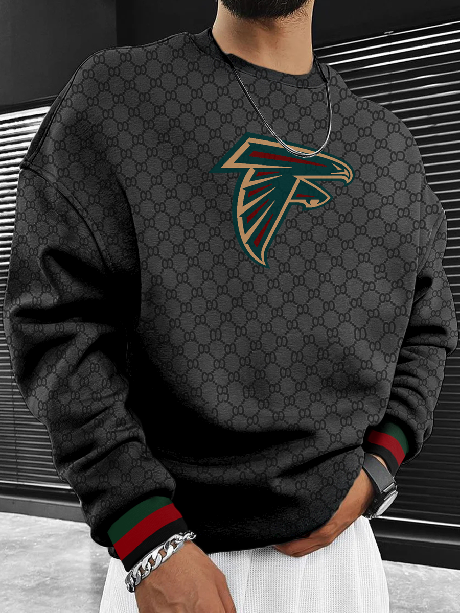 Atlanta Falcons Sudadera negra con cuello redondo para hombre