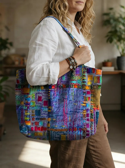 Ethnicity Geometry Texture Vintage Art Print Linen Tote Bag