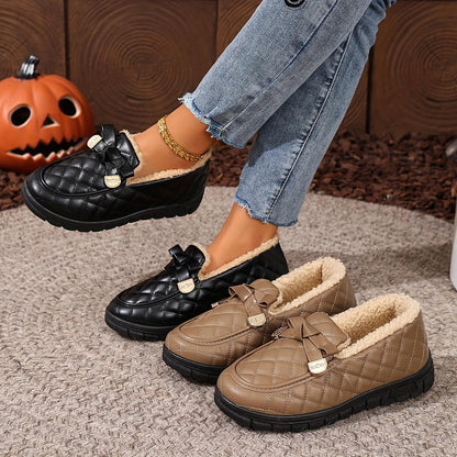 🔥Last day 49% OFF - Women's Cozy Fleece-Lined Quilted Slip-On Loafers