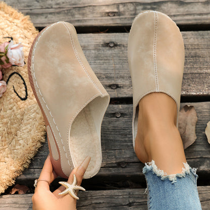 Women’s Winter Comfort Mules – Warm Plush-Lined Shoes with a Supportive Non-Slip Sole