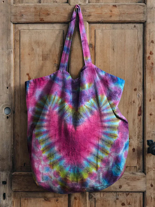 Tie-Dye Heart Pattern Art Printed Linen Tote Bag