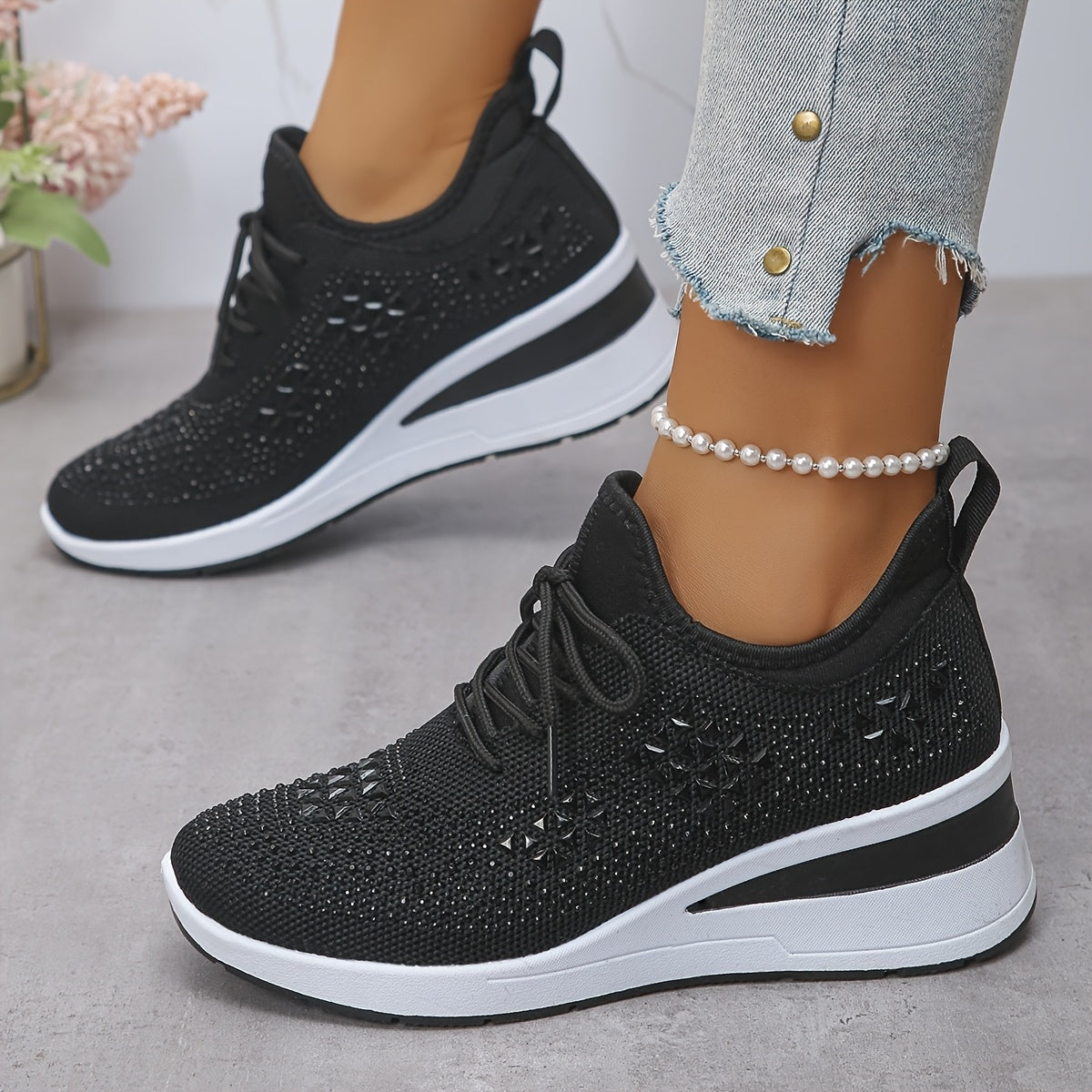 🔥Last Day Promotion 70% OFF - Women's Casual Fashion Breathable Rhinestone-Embellished Orthopaedic Sneakers