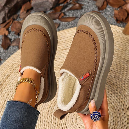 🔥Last day 49% OFF - Women's Cozy Fleece-Lined Platform Slip-On Loafers