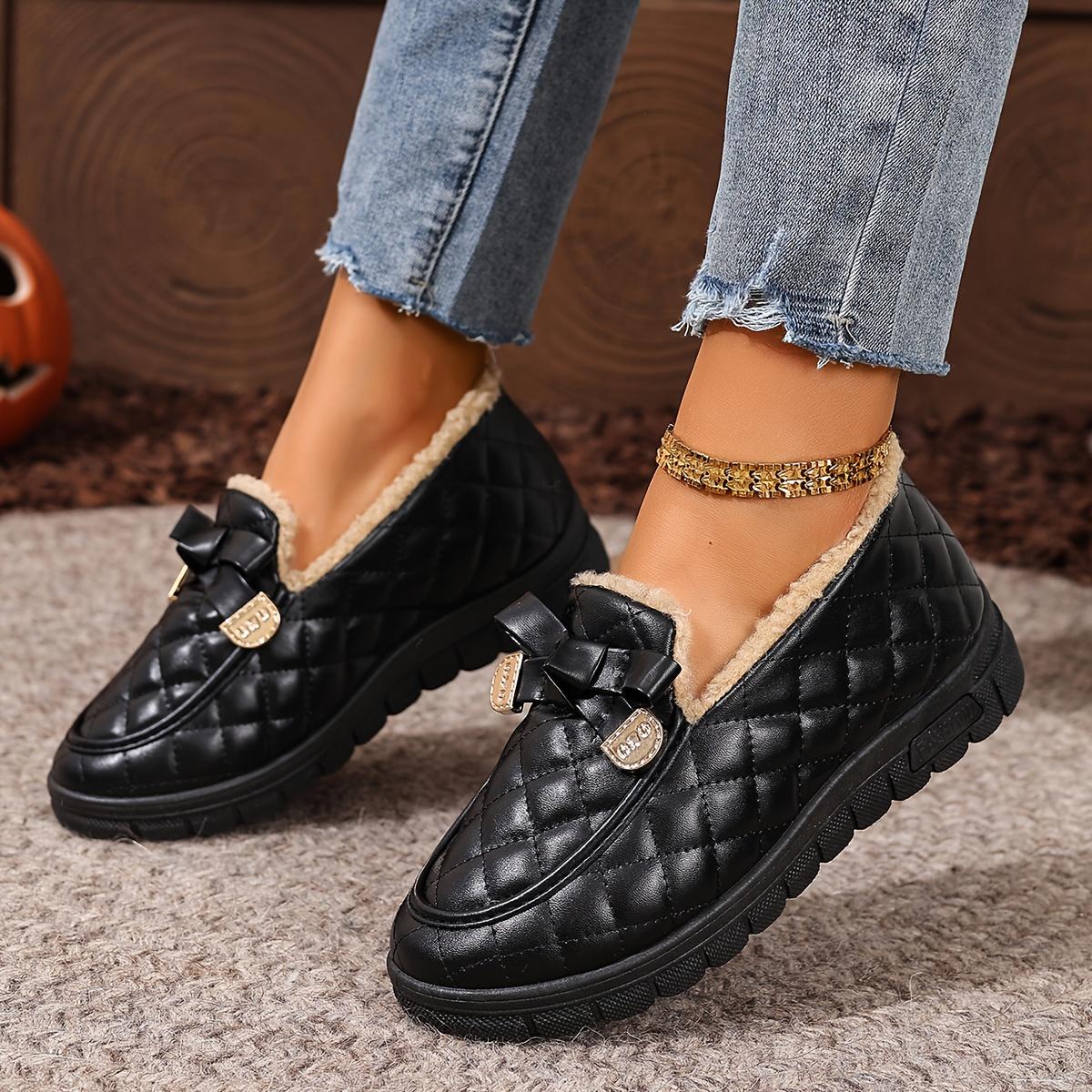 🔥Last day 49% OFF - Women's Cozy Fleece-Lined Quilted Slip-On Loafers