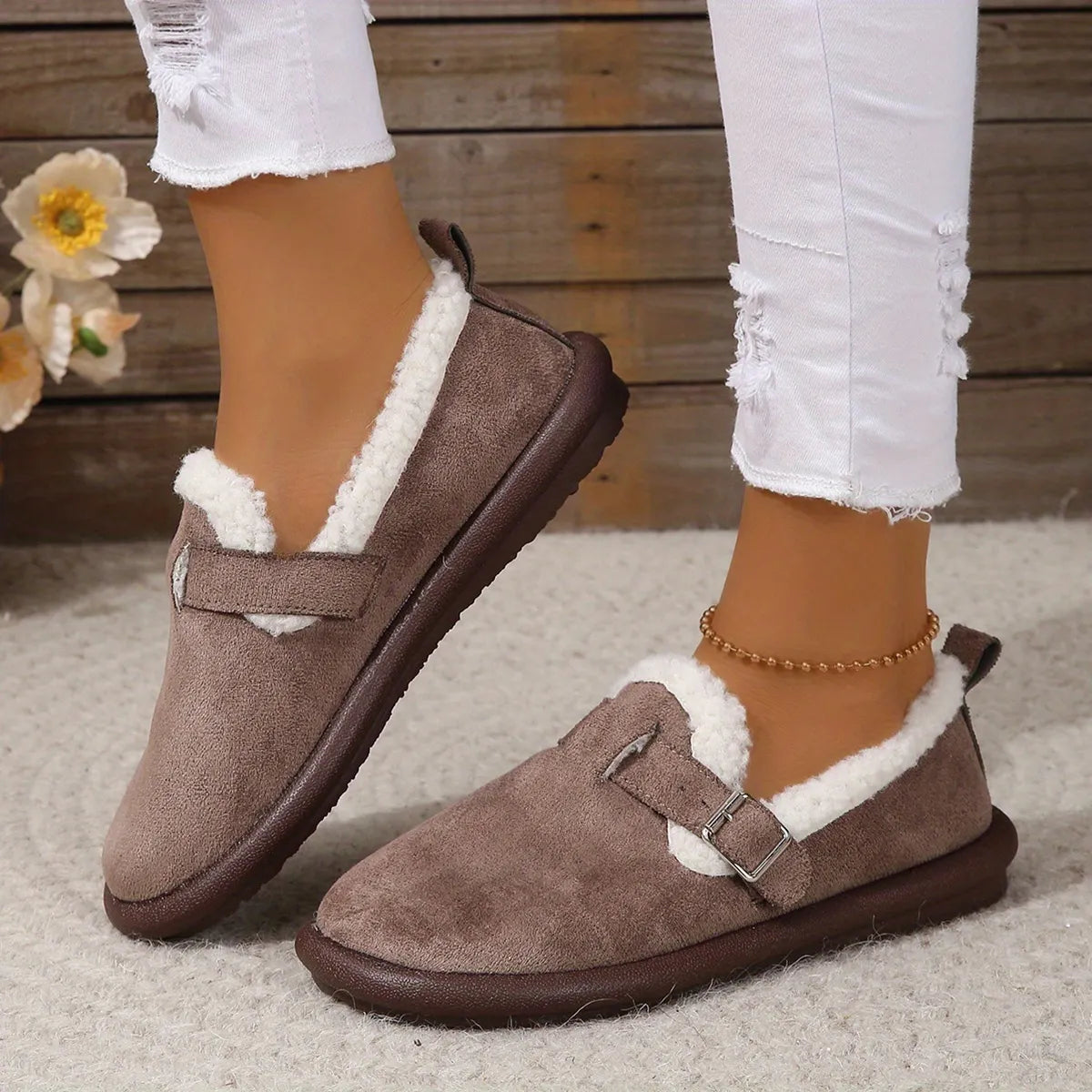 🔥Last day 49% OFF - Women's Plush Round Toe Slip-On Flats