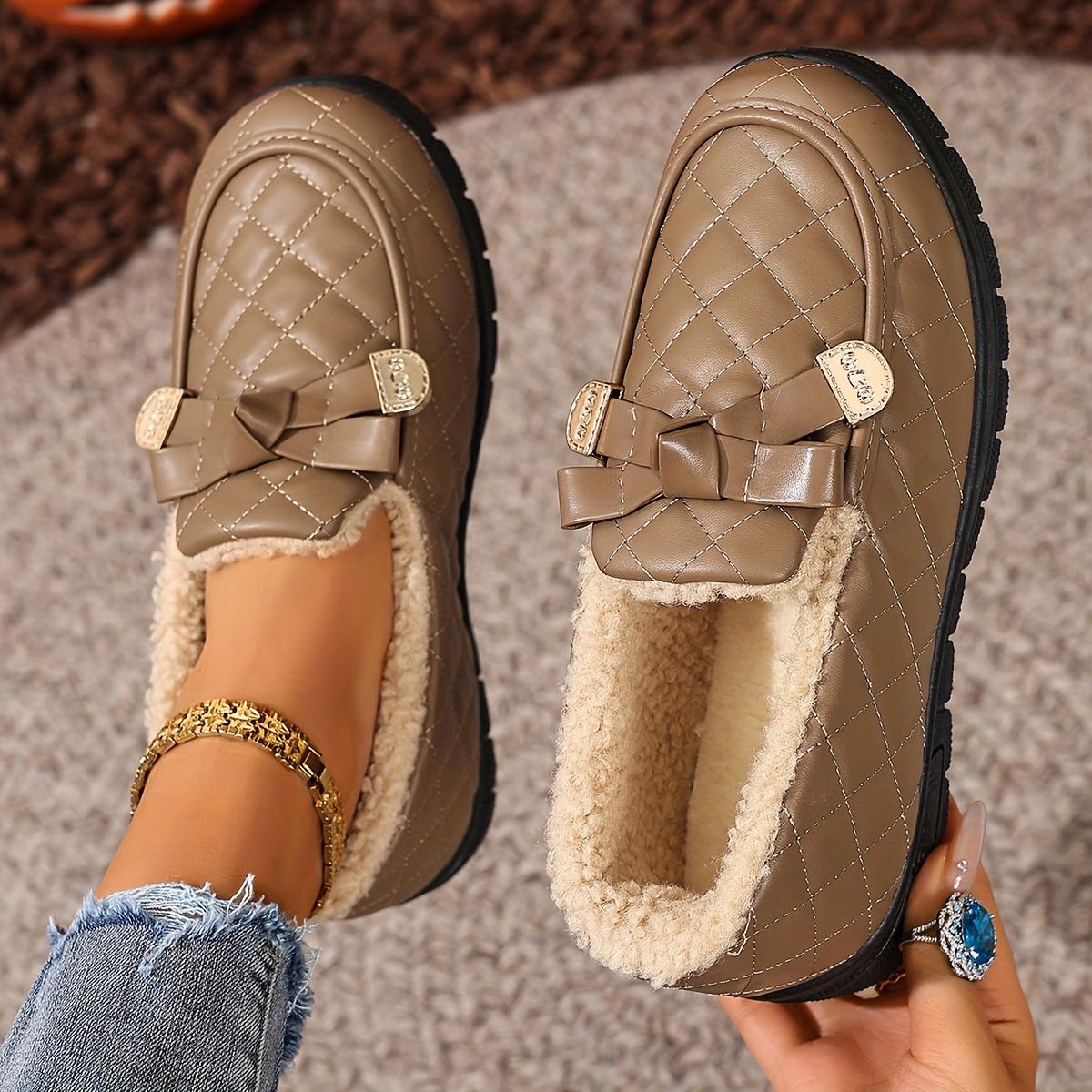 🔥Last day 49% OFF - Women's Cozy Fleece-Lined Quilted Slip-On Loafers