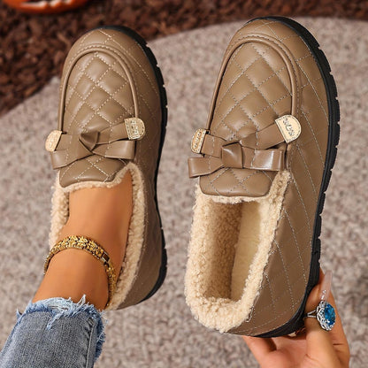 🔥Last day 49% OFF - Women's Cozy Fleece-Lined Quilted Slip-On Loafers