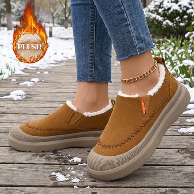 🔥Last day 49% OFF - Women's Cozy Fleece-Lined Platform Slip-On Loafers