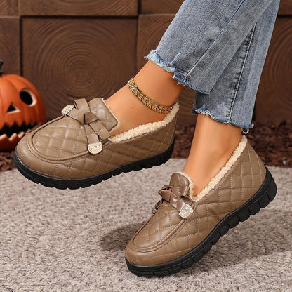 🔥Last day 49% OFF - Women's Cozy Fleece-Lined Quilted Slip-On Loafers
