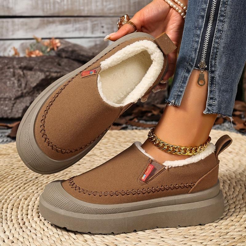 🔥Last day 49% OFF - Women's Cozy Fleece-Lined Platform Slip-On Loafers