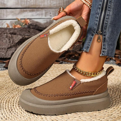🔥Last day 49% OFF - Women's Cozy Fleece-Lined Platform Slip-On Loafers