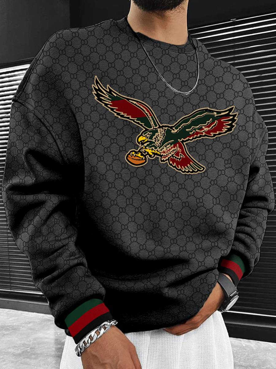 Sudadera negra con cuello redondo para hombre de los Philadelphia Eagles