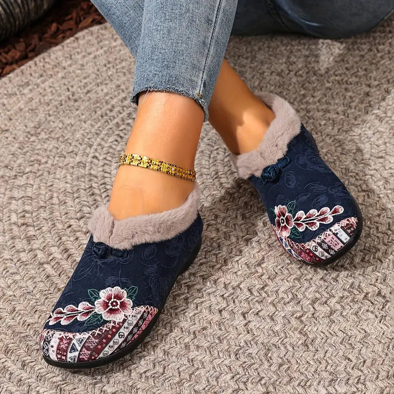 Women’s Warm Floral Winter Ankle Boots – Cozy, Lightweight & Non-Slip Everyday Shoes