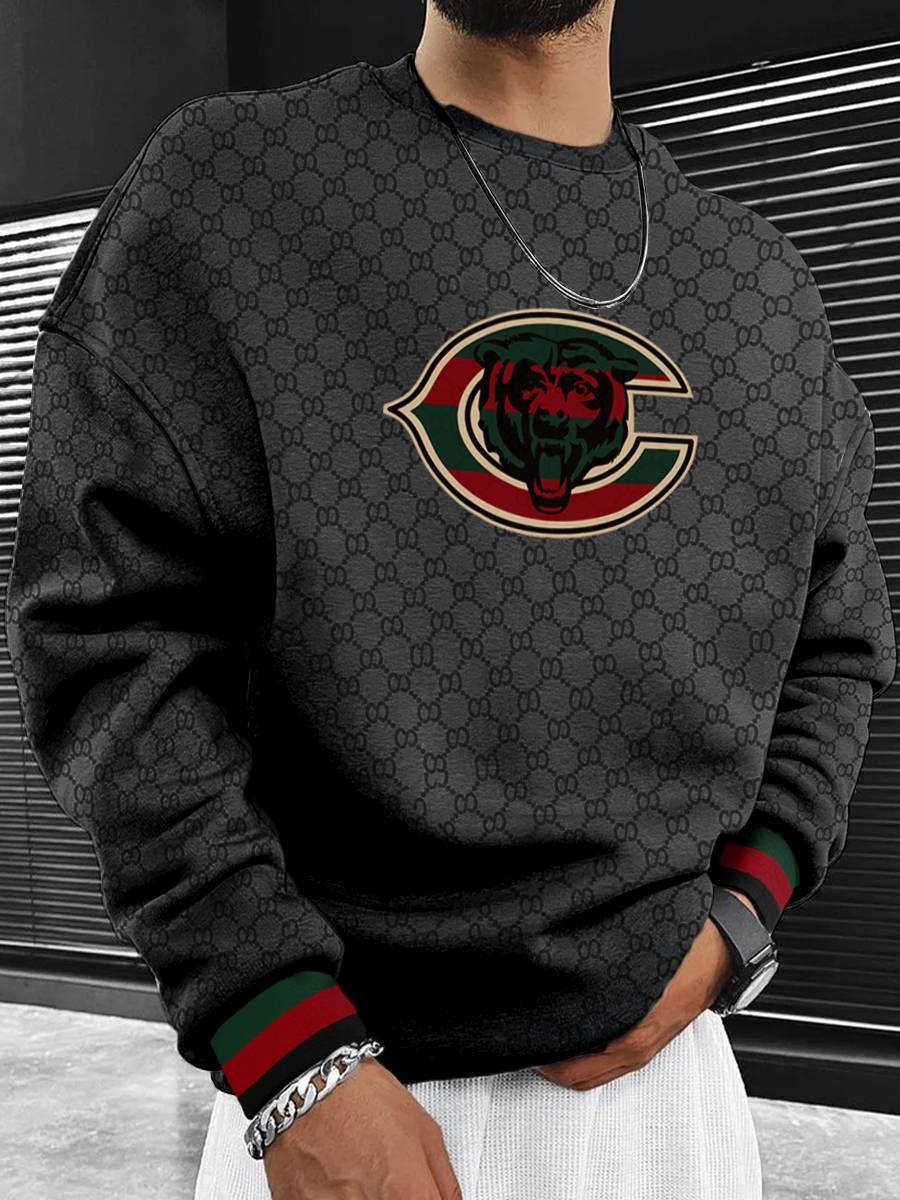 Chicago Bears Felpa girocollo da uomo nera