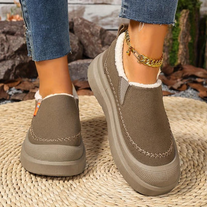 🔥Last day 49% OFF - Women's Cozy Fleece-Lined Platform Slip-On Loafers