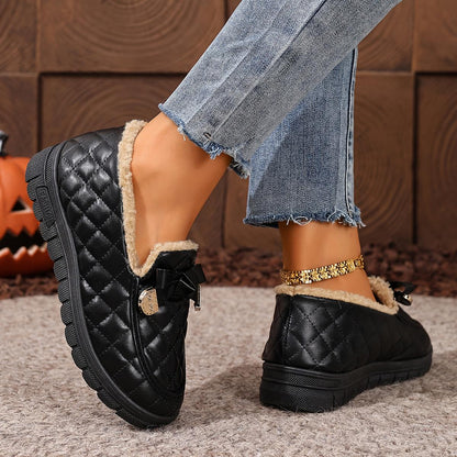 🔥Last day 49% OFF - Women's Cozy Fleece-Lined Quilted Slip-On Loafers