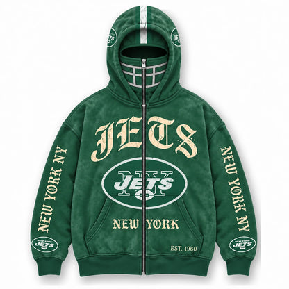Jets Football Fan Full-Zip Mask Hoodie