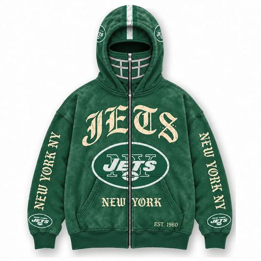 Jets Football Fan Full-Zip Mask Hoodie