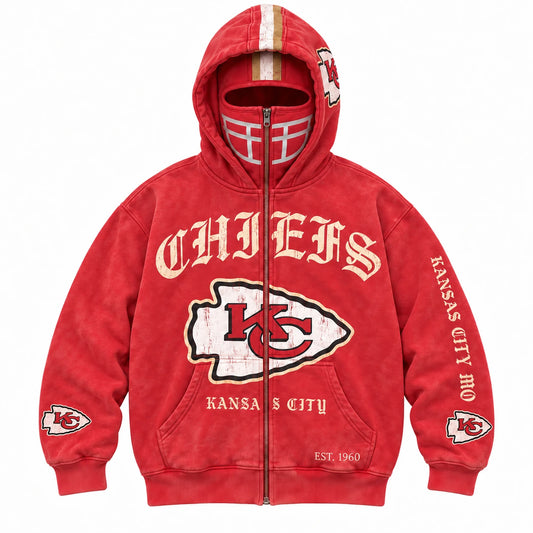 Chiefs Football Fan Full-Zip Mask Hoodie
