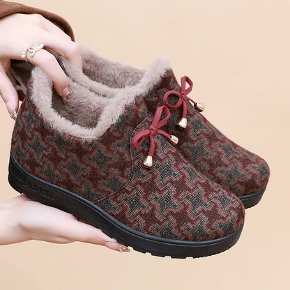Zapatos de invierno cómodos sin cordones para mujer con forro polar
