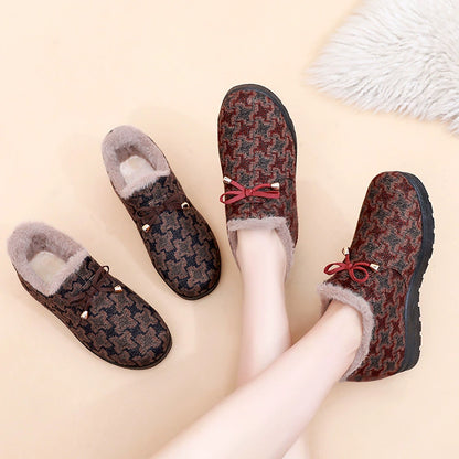 Zapatos de invierno cómodos sin cordones para mujer con forro polar