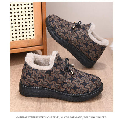 Zapatos de invierno cómodos sin cordones para mujer con forro polar