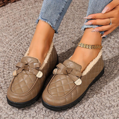 🔥Last day 49% OFF - Women's Cozy Fleece-Lined Quilted Slip-On Loafers
