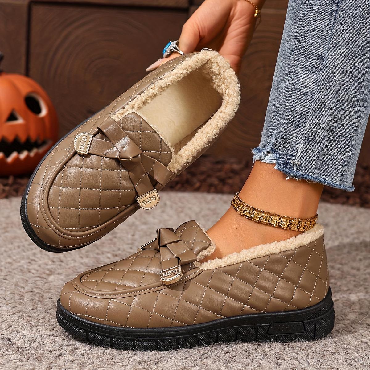 🔥Last day 49% OFF - Women's Cozy Fleece-Lined Quilted Slip-On Loafers