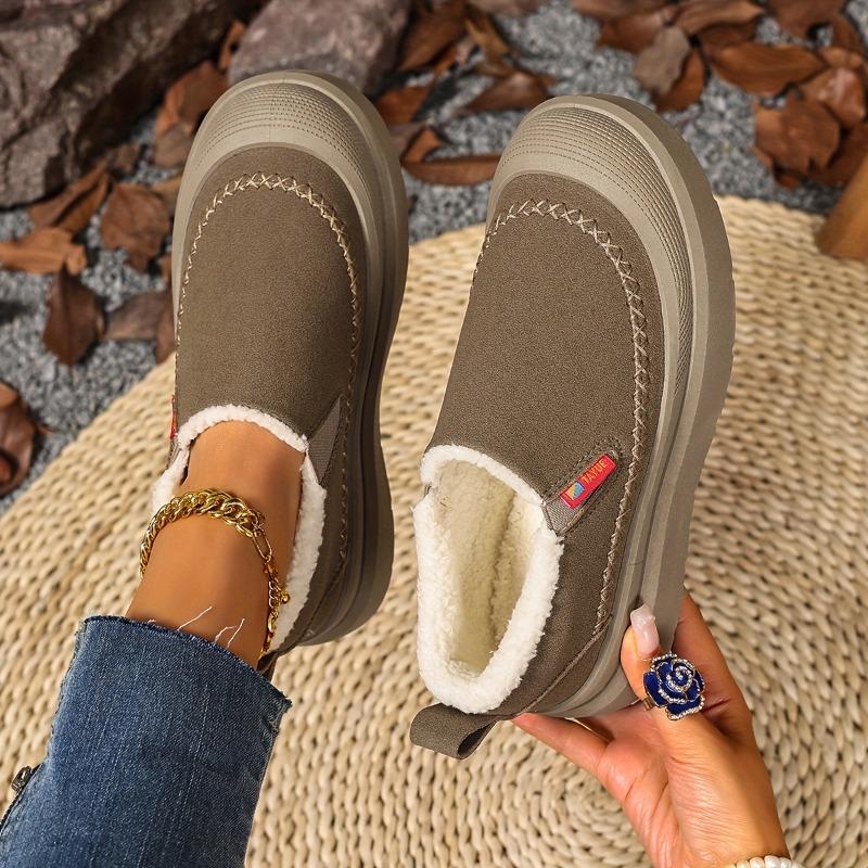 🔥Last day 49% OFF - Women's Cozy Fleece-Lined Platform Slip-On Loafers