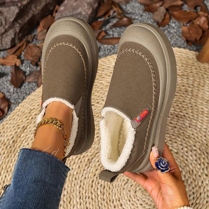 🔥Last day 49% OFF - Women's Cozy Fleece-Lined Platform Slip-On Loafers