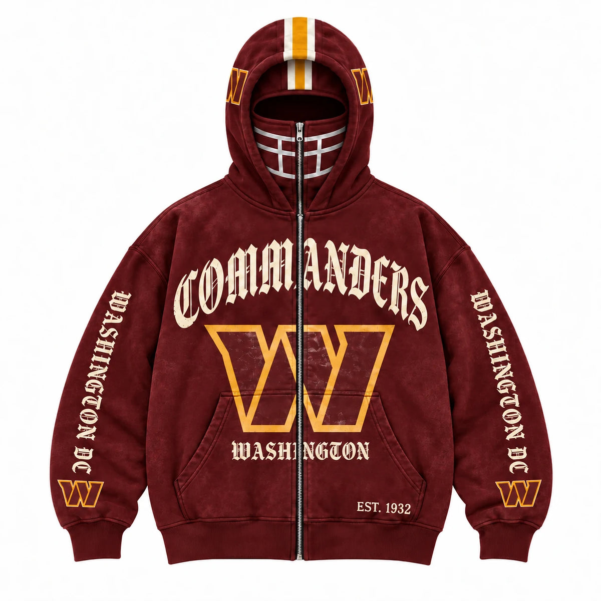 Commanders Football Fan Full-Zip Mask Hoodie