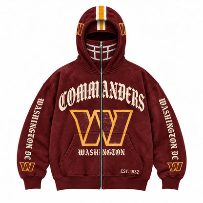 Commanders Football Fan Full-Zip Mask Hoodie
