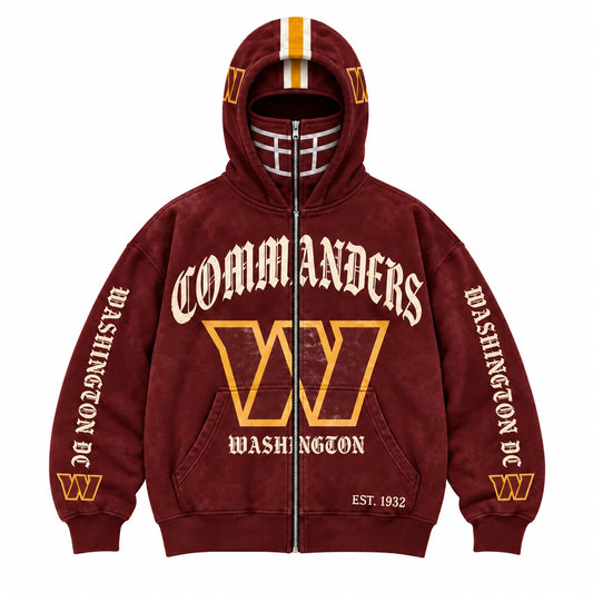 Commanders Football Fan Full-Zip Mask Hoodie
