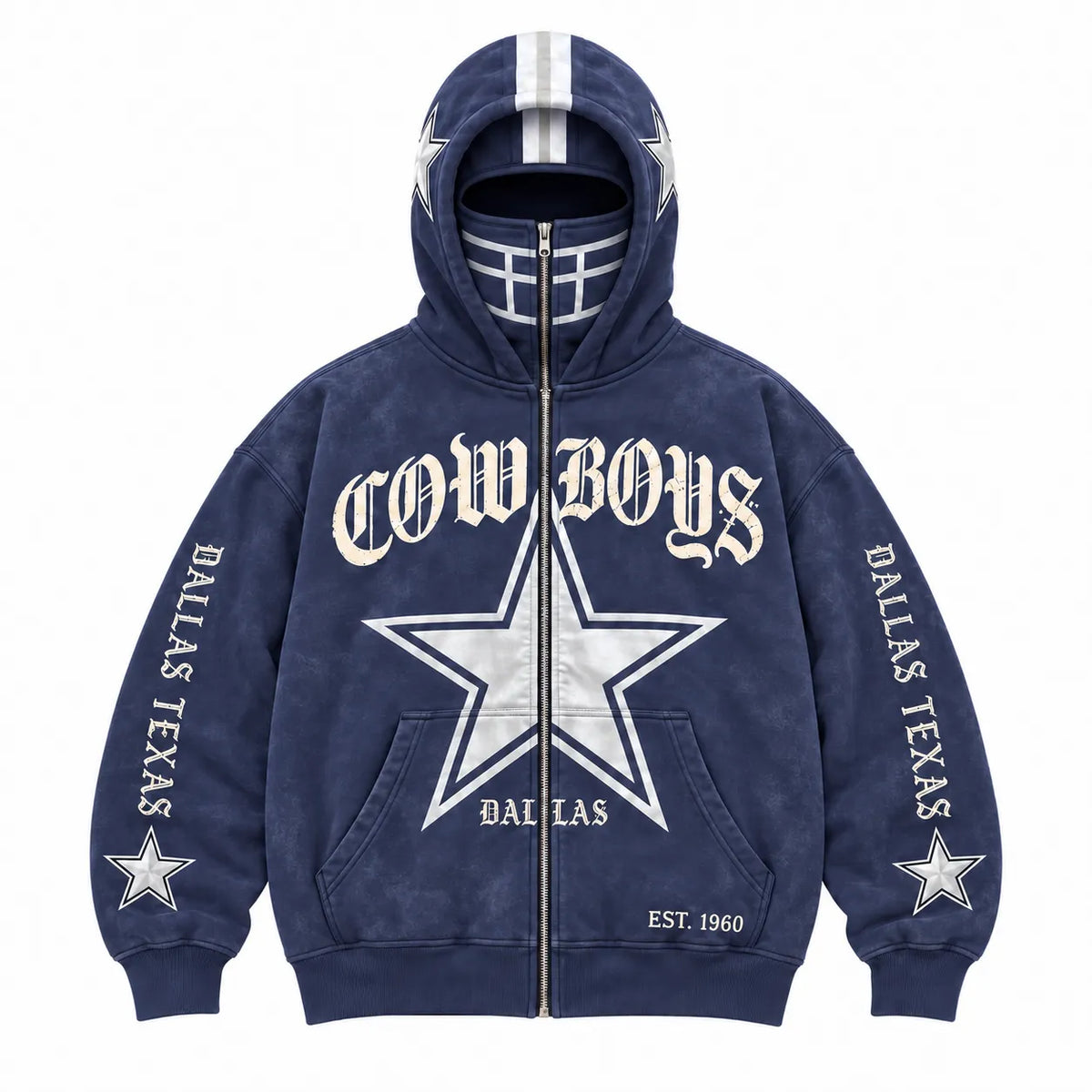 Cowboys Football Fan Full-Zip Mask Hoodie