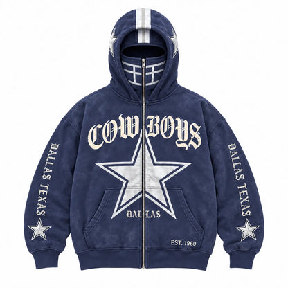 Cowboys Football Fan Full-Zip Mask Hoodie