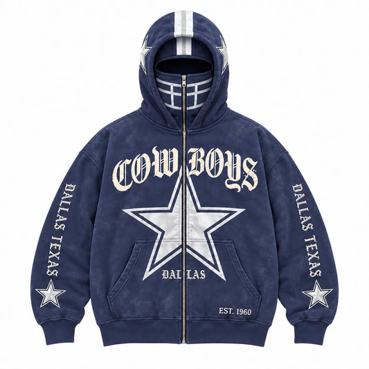 Cowboys Football Fan Full-Zip Mask Hoodie
