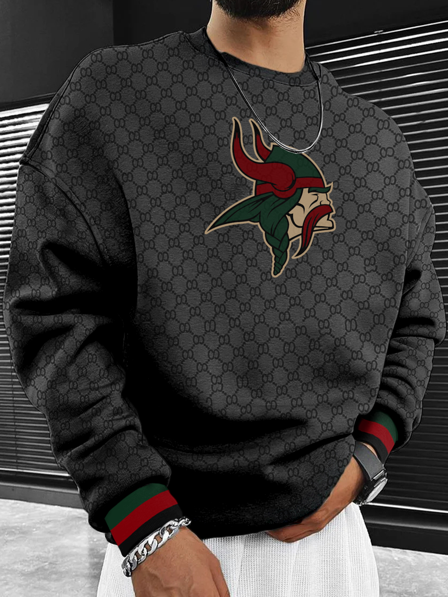 Minnesota Vikings Sudadera negra para hombre con cuello redondo