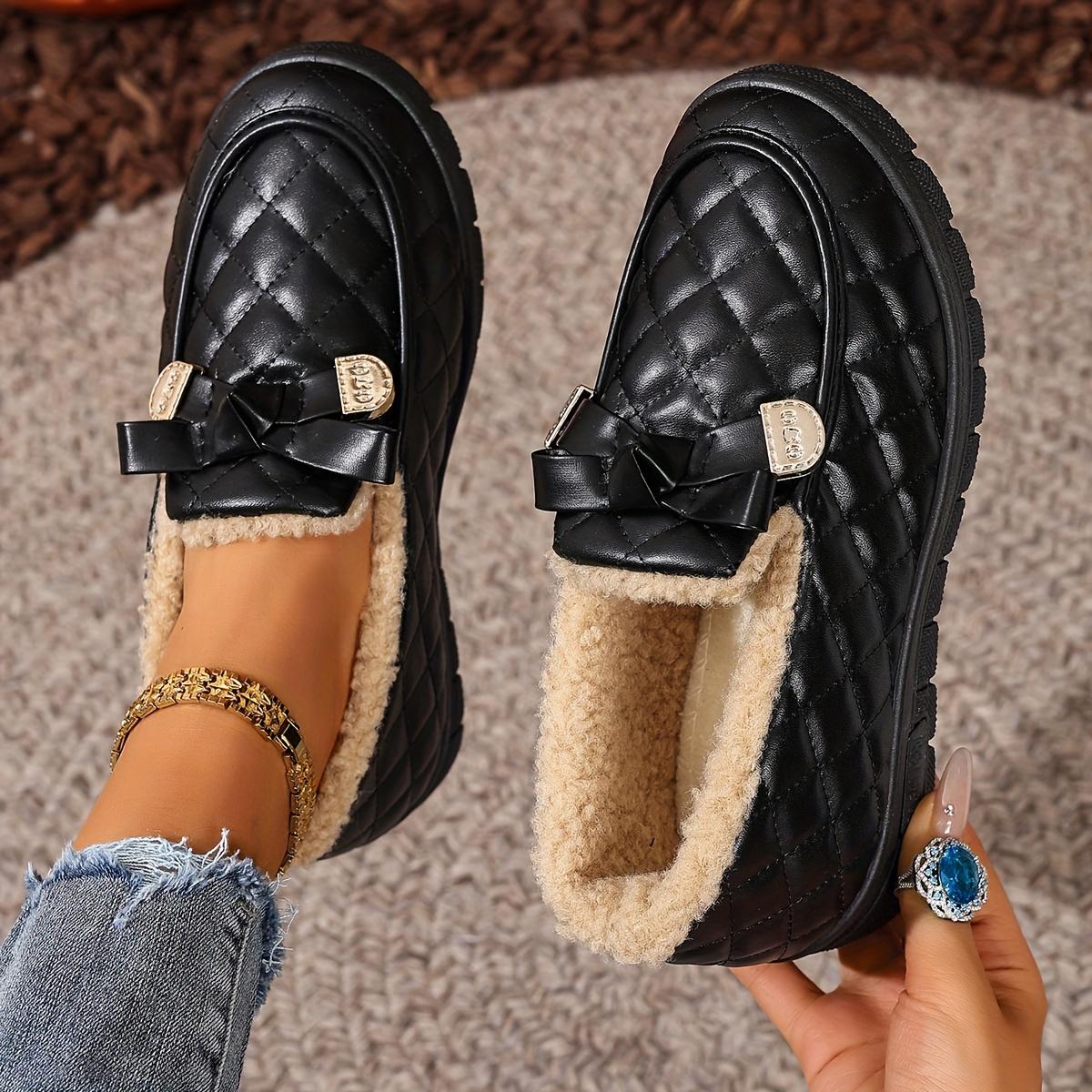 🔥Last day 49% OFF - Women's Cozy Fleece-Lined Quilted Slip-On Loafers