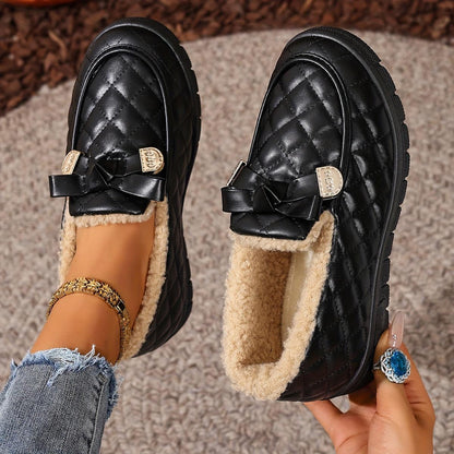 🔥Last day 49% OFF - Women's Cozy Fleece-Lined Quilted Slip-On Loafers