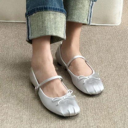 Scarpe da ballo Mary Jane basse con fiocco da donna