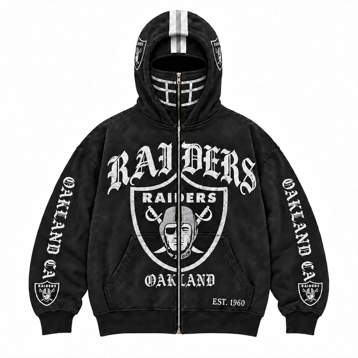 Raiders Football Fan Full-Zip Mask Hoodie
