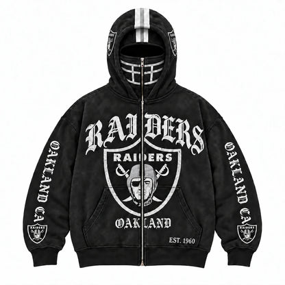Raiders Football Fan Full-Zip Mask Hoodie