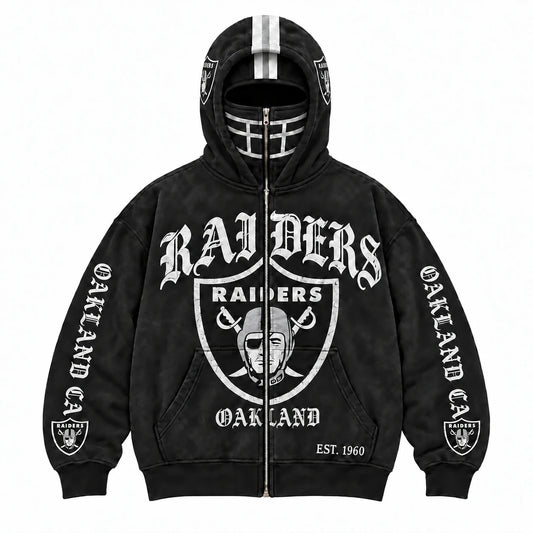 Raiders Football Fan Full-Zip Mask Hoodie