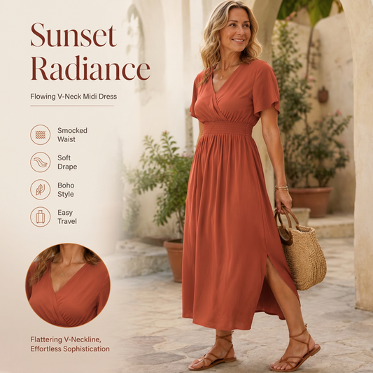 ⏳Offerta Speciale a Tempo Limitato⏰Abito lungo estivo da donna con scollo a V e spacchi laterali
